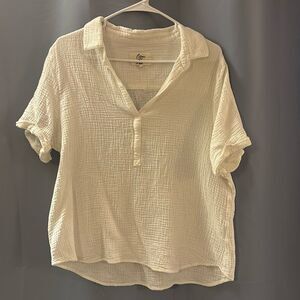 Cosmic Blue Love Off White Kiara Relaxed Popover Tee - Size L